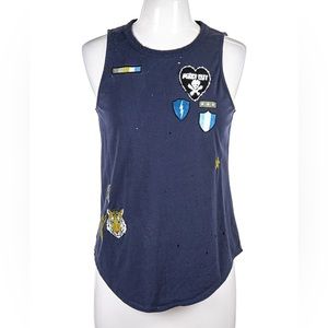 CHASER Tank Top with Patches and Distress